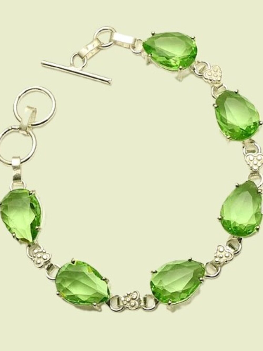 Peridot Gemstone Sterling Silver Bracelet Jewelry 18 Gms